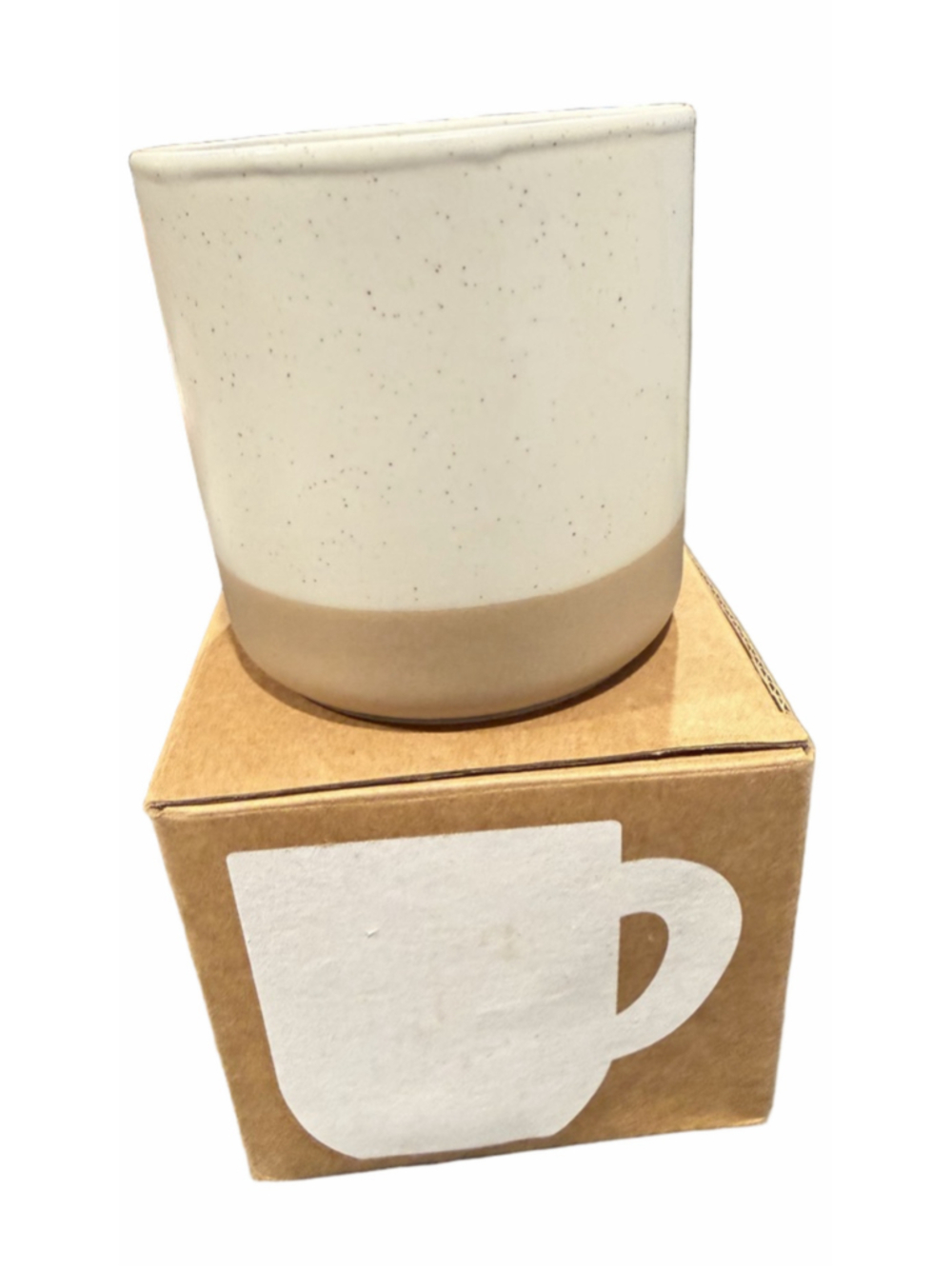 New White Speckled Ceramic Mug - 12oz Artisanal Clay Bottom Cup